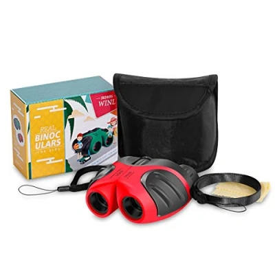 Afbeelding van JRD&amp;BS WINL 8 x 21 cm, compact, schokbestendig, verrekijker voor kinderen, 3 12 jaar oud meisje om naar wilde dieren te kijken of speelgoed kinderen wandelen (rood)