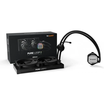 Afbeelding van be quiet! Pure Loop 2 280 mm Vloeistof koelsysteem processor afmeting radiator ARGB Pomp 2x Wings 3 PWM 140 fans voor Intel LGA 1700, 1200, 115x AMD AM5, AM4 zwart