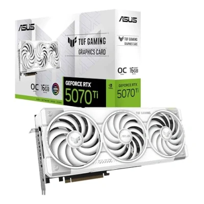 Afbeelding van ASUS TUF Gaming NVIDIA GeForce RTX 5070 Ti White OC Edition Videokaart 16GB GDDR7 PCIe 5.0 2x HDMI 2.1b 3x DisplayPort 2.1a