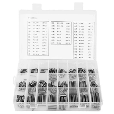 Afbeelding van 280 stuks spanpennen M1,5 M2 M2,5 M3 M4 M5 M6 M8 set roestvrijstalen veerpennen met doos