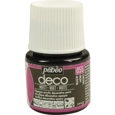 Afbeelding van Verf zwart acryl mat dekkend 45 ml déco Pébéo