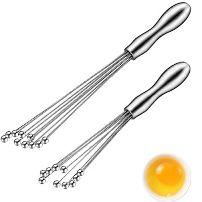 Afbeelding van 2 stuks garde roestvrij stalen kogels keuken set handmatige mixer twee maten vaatwashersafe, voor het slaan van eieren, jam, boter en meel (25 cm/30 cm)