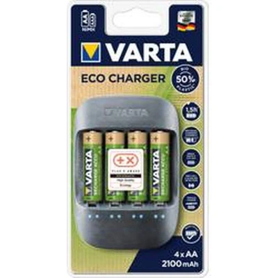 Afbeelding van Varta 57680 Eco oplader inclusief 4x AA 2100mAh 56816 50 procent bioplastic