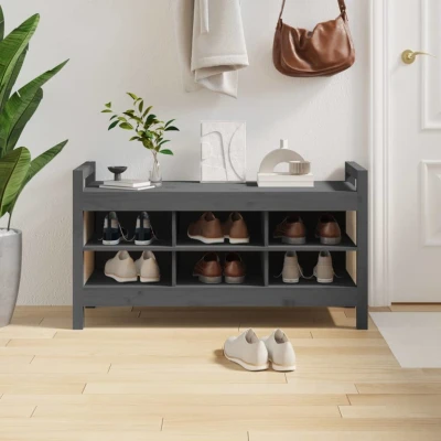 Afbeelding van Halbankje 110x40x60 cm massief grenenhout grijs