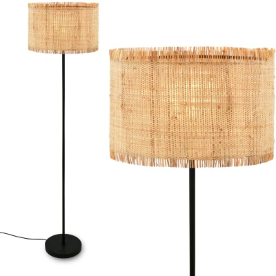 Afbeelding van Vloerlamp Borra, natuurlijke kleur, metaal, stro, E27