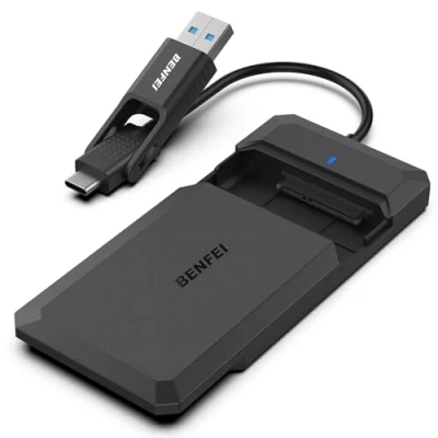 Afbeelding van BENFEI Harde schijf behuizing 2.5, USB C/USB A externe schijfbehuizing voor SATA HDD en SSD van 2,5 inch 7/9,5 mm, UASP versnelling