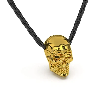 Afbeelding van SERASAR Lederen Halsband Man [Skull] Goud 60cm Huwelijksgeschenken voor Mannen