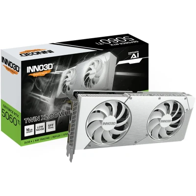 Afbeelding van INNO3D NVIDIA GeForce RTX 5060 Ti TWIN X2 OC WHITE Videokaart 16GB GDDR7 PCIe 5.0 1x HDMI 2.1b 3x DisplayPort 2.1a