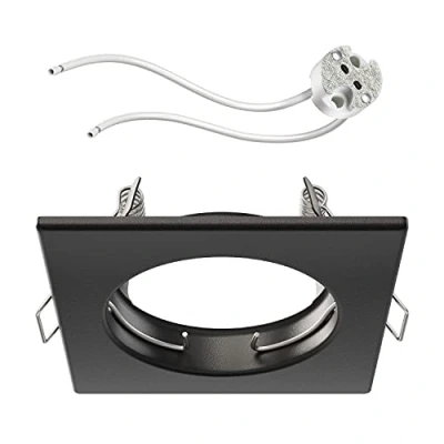 Afbeelding van ledscom.de Plafondmontageframe RIR Zwart mat hoekig (LED/Halogeen/MR16/50 mm) incl. GU5.3 fitting