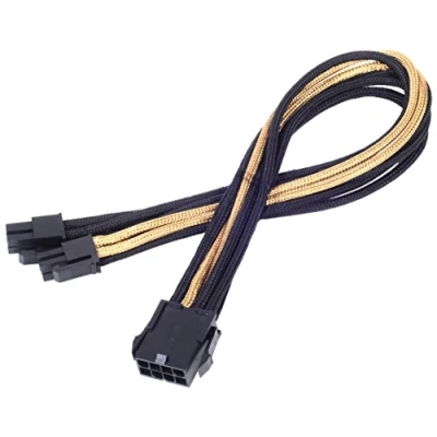Afbeelding van SilverStone SST PP07 EPS8BG 30 cm EPS 8pin naar EPS/ATX 4+4pin verlengkabel, zwart goud