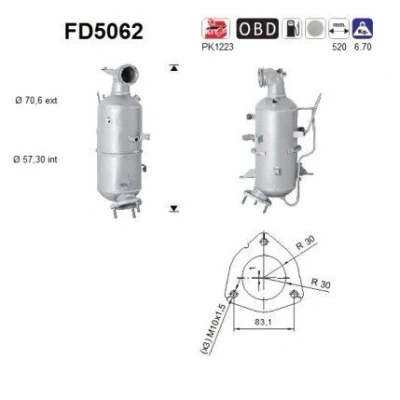 Afbeelding van AS FD5062 Roetfilter Euro 5 Cordieriet CHEVROLET: Captiva, OPEL: Antara