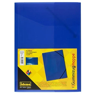 Afbeelding van Idena 213371 verzamelmap met elastiek voor DIN A4, van polypropyleen, doorschijnend blauw, 1 stuk
