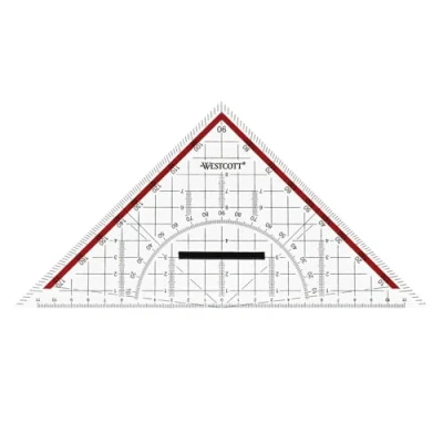 Afbeelding van Westcott E 10142 00 hoek 22 cm met afneembare handgreep, transparante kunststof rode ladder, technische ladder en gradenboog voor school, universiteit of kantoor
