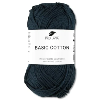 Afbeelding van Frida&#039;s Wollhaus Pro Lana Basic katoenen wol voor breien en haken, 50 g, 64 kleuren (98 antraciet)