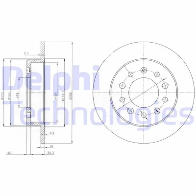 Afbeelding van DELPHI BG3862 Remschijf 258 10 5 volledig Geolied Semi finished Zonder wiellager, ABS sensorring HYUNDAI: Coupe II