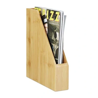 Afbeelding van Relaxdays tijdschriftenhouder bamboe tijdschriftencassette natuurlijk design hout A4