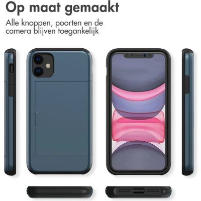 Afbeelding van iMoshion Hoesje Geschikt voor iPhone 11 Pro Ruimte 2 pasjes Backcover met pasjeshouder Donkerblauw
