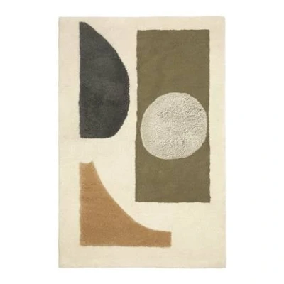 Afbeelding van ferm LIVING Bloco Vloerkleed 120 x 80 cm Green / Off White