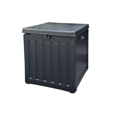 Afbeelding van GARDIUN Soften Kleine opbergdoos van kunsthars voor buiten, 42,8 x 46,4 cm, met 76 liter inhoud, bevestigingsband deksel en zijgrepen, gemaakt hars staal