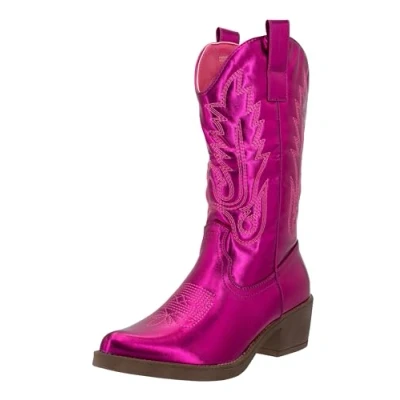 Afbeelding van Elara Bottes de cowboy femme motard Chunkyrayan, Fuchsia Paris, 36 EU