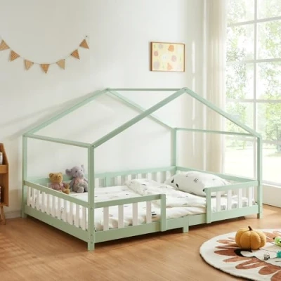 Afbeelding van Kinderbed Treviolo met uitvalbeveiliging 120x200 cm mint [en.casa]
