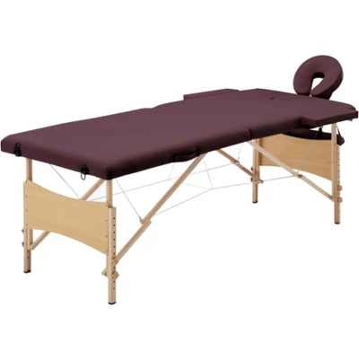 Afbeelding van vidaXL Massagetafel inklapbaar 2 zones hout wijnpaars