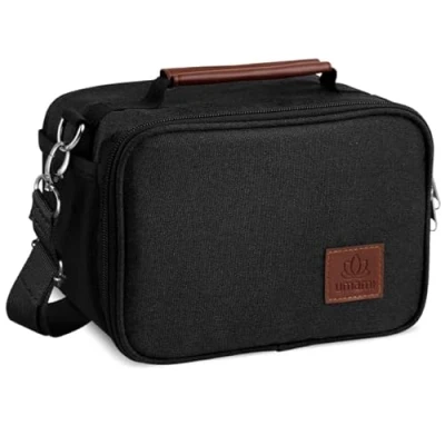 Afbeelding van Umami Koeltas, kleine lunchbox, koelbox, zacht, geïsoleerd, houdt levensmiddelen vers, verstelbare schouderriem, ergonomische handgreep, hoogwaardige materialen, zijvak voor waterfles, Zwart, Modern
