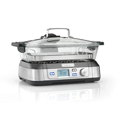 Afbeelding van Cuisinart Cookfresh Glass Steamer Professionele Stoomkoker STM1000E 3 functies (Stoom, opwarmen en warmhouden) 5 Liter RVS