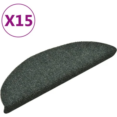 Afbeelding van Trapmatten zelfklevend 15 st 56x17x3 cm naaldvilt groen