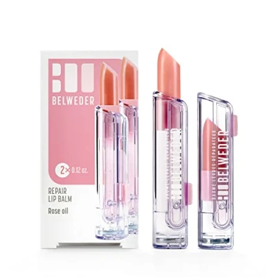 Afbeelding van BELWEDER 2 x Lippenbalsems met kostbare Damascus Rose Oil Anti aging Hydratatie Regeneratie van de Lippen Transparant Parelmoer Natuurlijke rozengeur Sticks 3,5 g