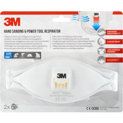 Afbeelding van Stofmasker 3M Aura voor schuren 9322 FFP2 met ventiel 2 stuks
