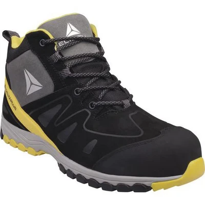 Afbeelding van Delta Plus MANHAS3NJ43 Nubuck lederen lage schoenen S3 HRO SRC nylon mesh, zwart/geel, maat 43, Zwart/Geel/Nacht Blauw