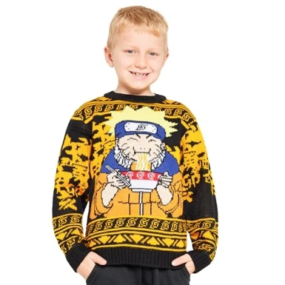 Afbeelding van Naruto Kersttrui voor Kerstmis, trui, gebreid, sweatshirt, kinderen, jongeren, jongens, 9 16 jaar, Zwart/Geel