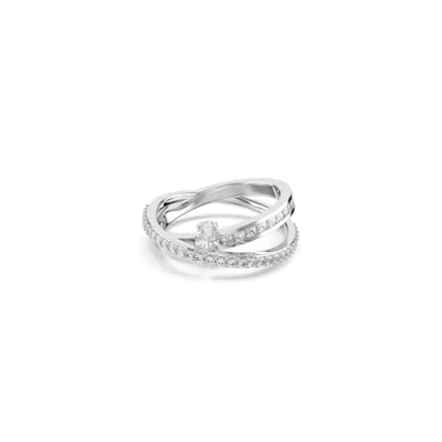 Afbeelding van Swarovski Hyperbola ring, verschillende maten, wit, gerhodineerd metaal, 52, Kubiek zirkonium, Kristal