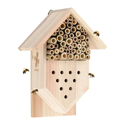 Afbeelding van Relaxdays insectenhotel nestkastje bamboe buisjes sluipgaten dennenhout natuur