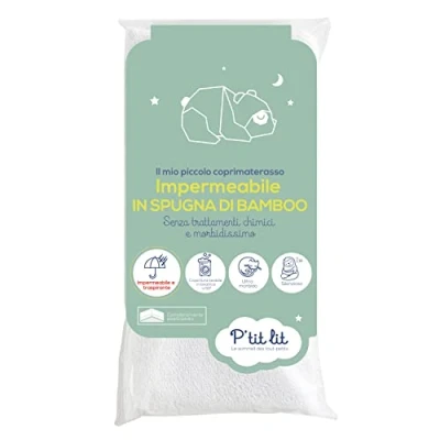 Afbeelding van P&#039;tit lit matrasbeschermer voor baby&#039;s, bamboe, waterdicht, 60 x 120 cm viscose, zacht en zijdeachtig, zonder chemische behandeling, ademend stil, Oeko Tex®