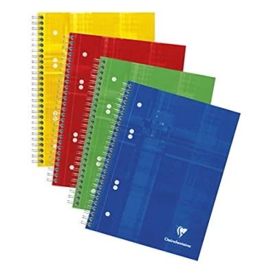 Afbeelding van Clairefontaine 8570C geperforeerd spiraalvormig notitieboek A5 16 x 21 cm, 160 effen witte uitneembare pagina&#039;s, papier 90 g, Gelamineerde kaartomslag, willekeurige kleur
