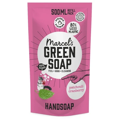 Afbeelding van 2+2 gratis2+2 gratis: Marcel&#039;s Green Soap Handzeep Patchouli &amp; Cranberry Navul Stazak 500 ml