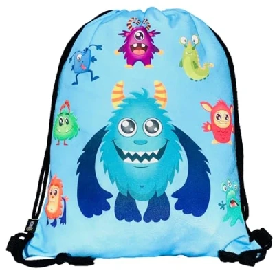 Afbeelding van HECKBO Gymtas voor meisjes en jongens, dinosaurus dino motief, 40 x 32 cm, kleuterschool, rugzak, sporttas, kinderrugzak, stoffen tas, Monster