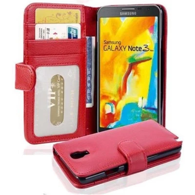 Afbeelding van Cadorabo Hoesje geschikt voor Samsung Galaxy NOTE 3 NEO in INFERNO ROOD Beschermhoes met magnetische sluiting en kaartsleuven Book Case Cover Etui