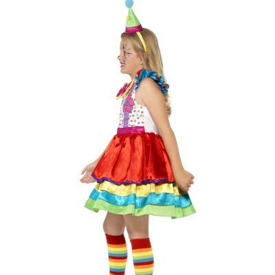 Afbeelding van Smiffys Deluxe Clown kostuum voor meisjes, met jurk en hoed