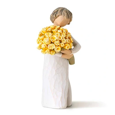 Afbeelding van Enesco 27462 figuur boeket rozen geel 14 cm