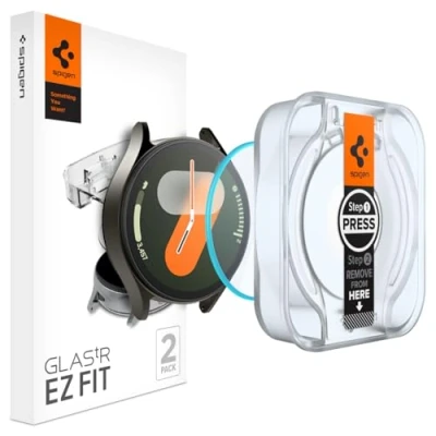 Afbeelding van Spigen Glas.tR EZ Fit gehard glas voor Samsung Galaxy Watch 7 40 mm, 2 stuks, inclusief installatieset, niet compatibel met hoesjes, touch reactie, krasbestendig