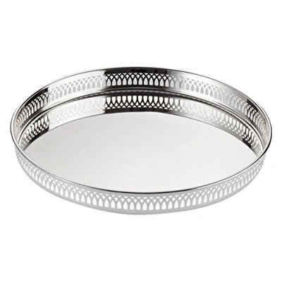 Afbeelding van EDZARD Delphi dienblad (diameter 30 cm) rond, zilver, aanslagvrij, serveerdienblad, zilveren dienblad, galerijdienblad