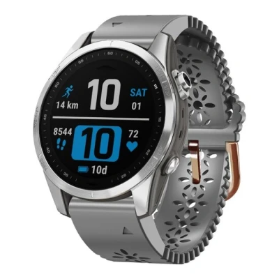 Afbeelding van By Qubix 20mm Quickfit Flower siliconen bandje Grijs Geschikt voor garmin Instinct E (40mm) Fenix 7s 6s 5s 2s Epix Pro Gen 2 (42mm)