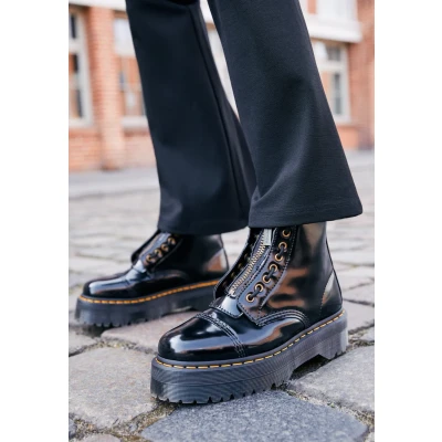 Afbeelding van Dr. Martens Vegan Sinclair Enkellaarsjes met plateauzool, Dames, Maat: 36, Black oxford Hoogwaardig imitatieleer