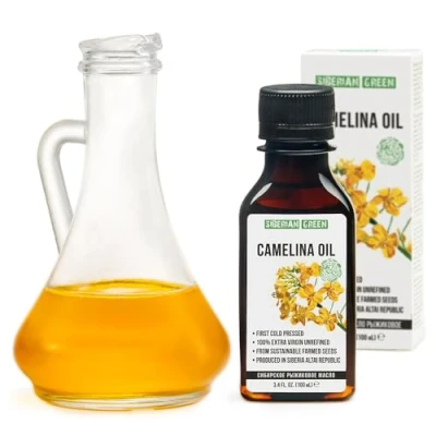 Afbeelding van Siberische Camelina olie 100% natuurlijke extra vierge koudgeperst 100 ml / 3,4 fl oz ongeraffineerd, rauw, veganistisch