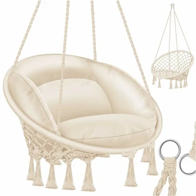 Afbeelding van KESSER® Hangstoel Chill met Kussen voor Binnen en Buiten tot 150 kg Beige