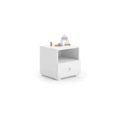 Afbeelding van EMI Nachtkastje 40x37x40,5 cm witte ronde handvat wit