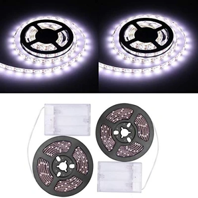 Afbeelding van Ledstrip op batterijen, ledstrip, 5050, IP65, waterdicht, 2 x 1 m, 30 leds, flexibele lichtstrip, kan maat worden gesneden, neonknipperlicht, decoratie linten voor meubels, trap, slaapkamer,
